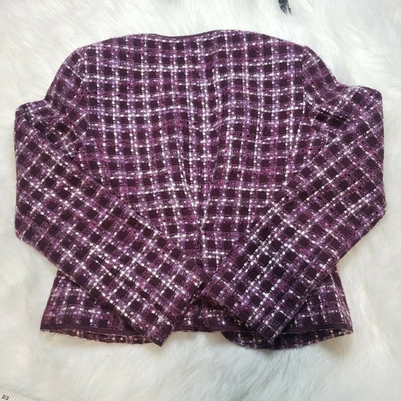 Ann Taylor Purple Tweed Open Blazer Acrylic WOOL - Picture 10 of 10